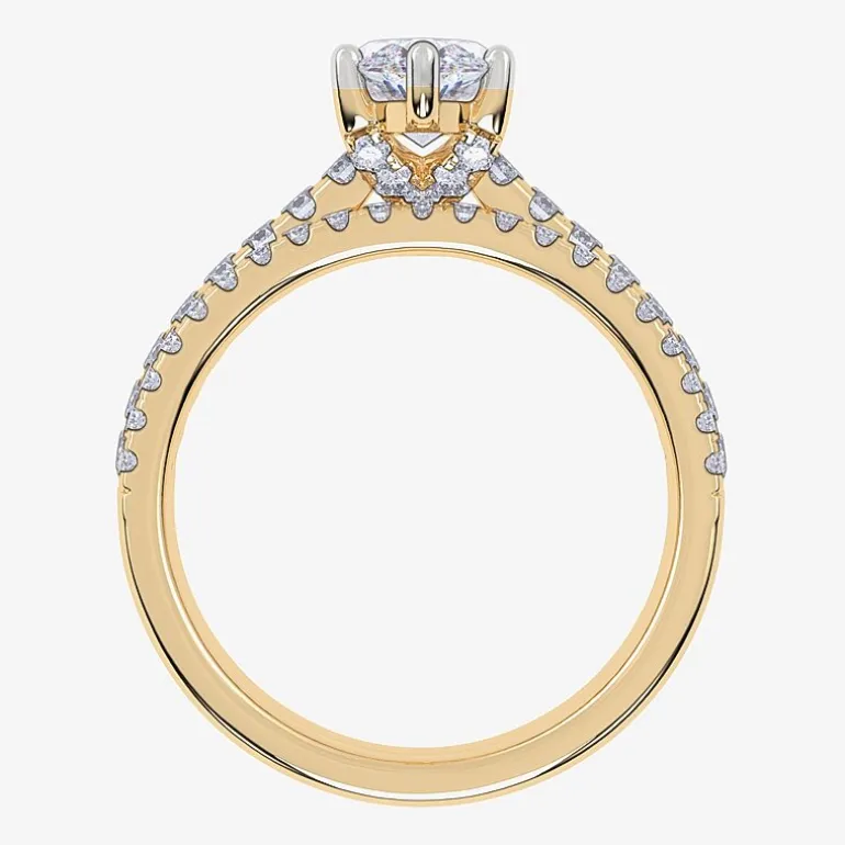 (H-I / Si2-I1) Womens 1 1/2 CT. T.W. Lab Grown White Diamond 10K Gold Marquise Side Stone Bridal Set