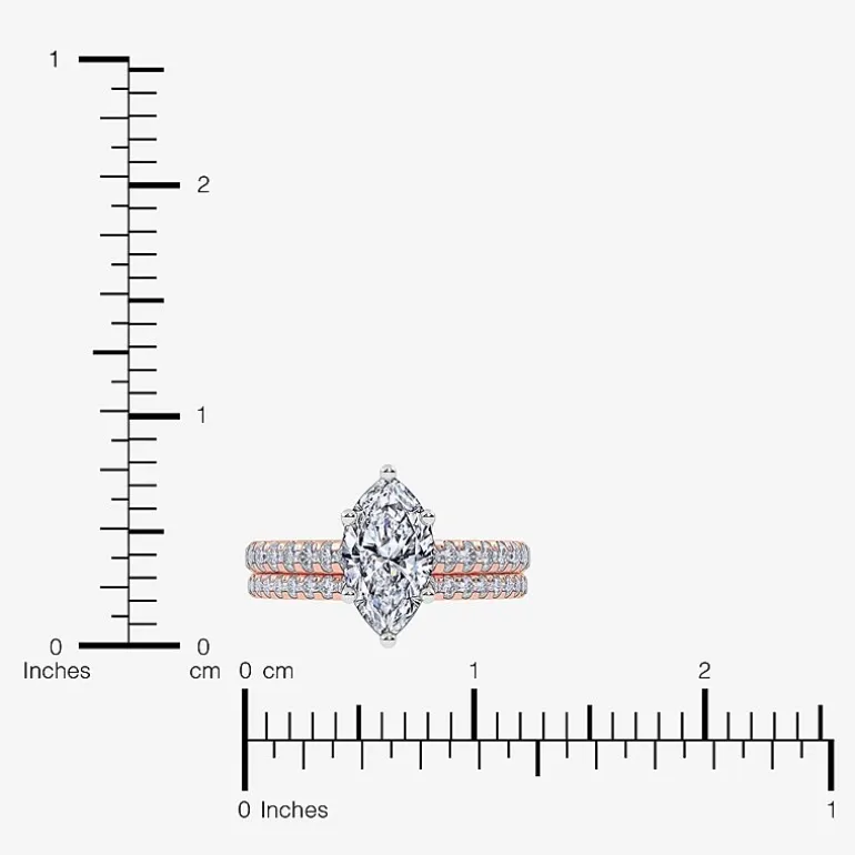 (H-I / Si2-I1) Womens 1 1/2 CT. T.W. Lab Grown White Diamond 10K Gold Marquise Side Stone Bridal Set