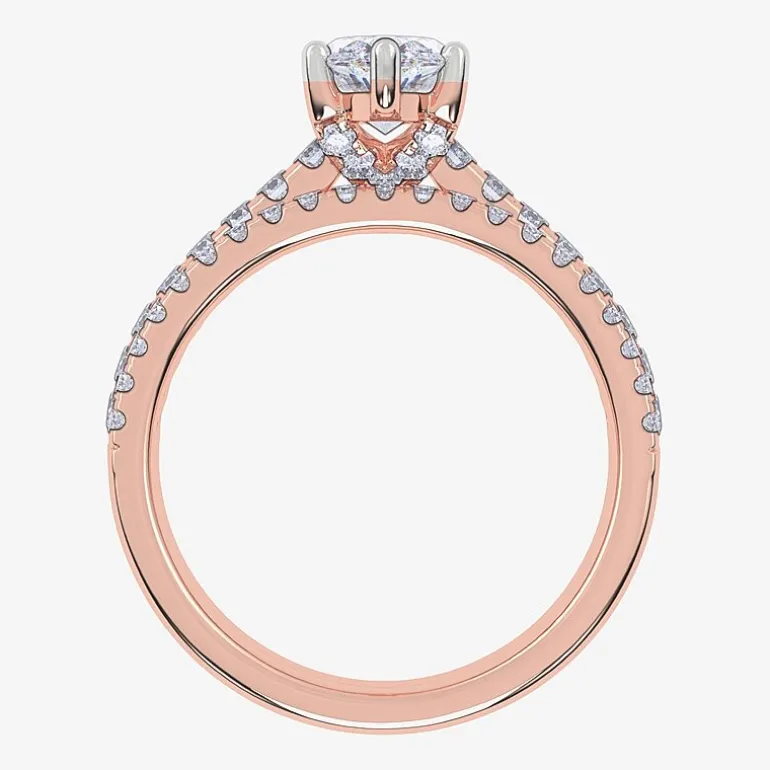 (H-I / Si2-I1) Womens 1 1/2 CT. T.W. Lab Grown White Diamond 10K Gold Marquise Side Stone Bridal Set