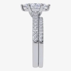 (H-I / Si2-I1) Womens 1 1/2 CT. T.W. Lab Grown White Diamond 10K Gold Marquise Side Stone Bridal Set