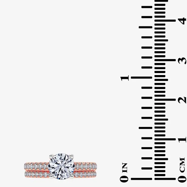 (H-I / Si2-I1) Womens 1 1/2 CT. T.W. Lab Grown White Diamond 10K or 14K Gold Round Side Stone Bridal Set