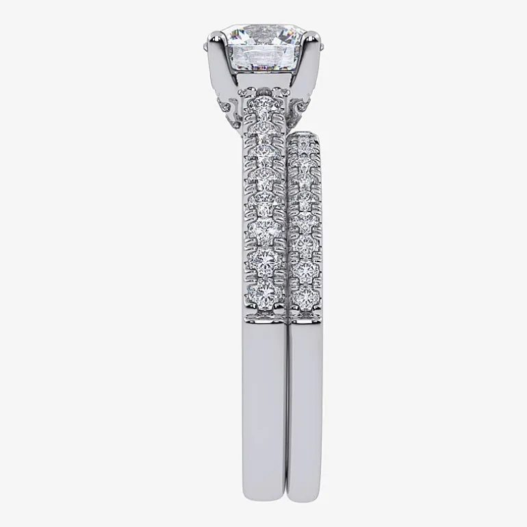 (H-I / Si2-I1) Womens 1 1/2 CT. T.W. Lab Grown White Diamond 10K or 14K Gold Round Side Stone Bridal Set