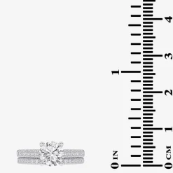 (H-I / Si2-I1) Womens 1 1/2 CT. T.W. Lab Grown White Diamond 10K or 14K Gold Round Side Stone Bridal Set