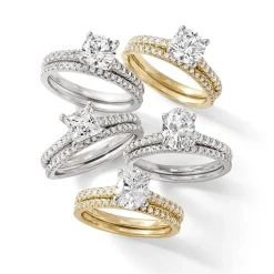 (H-I / Si2-I1) Womens 1 1/2 CT. T.W. Lab Grown White Diamond 10K or 14K Gold Side Stone Bridal Set