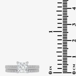 (H-I / Si2-I1) Womens 1 1/2 CT. T.W. Lab Grown White Diamond 10K or 14K Gold Side Stone Bridal Set