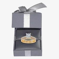 (H-I / Si2-I1) Womens 1 1/2 CT. T.W. Lab Grown White Diamond 10K or 14K Gold Side Stone Bridal Set