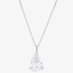 ( H-I/Si1-Si2 ) 2 CT.  Lab-Grown Diamond 14K Gold Pear 18 Inch Pendant Necklace