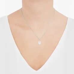( H-I/Si1-Si2 ) 2 CT.  Lab-Grown Diamond 14K Gold Pear 18 Inch Pendant Necklace