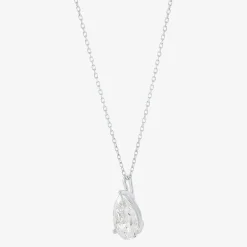 ( H-I/Si1-Si2 ) 2 CT.  Lab-Grown Diamond 14K Gold Pear 18 Inch Pendant Necklace