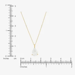 ( H-I/Si1-Si2 ) 2 CT.  Lab-Grown Diamond 14K Gold Pear 18 Inch Pendant Necklace
