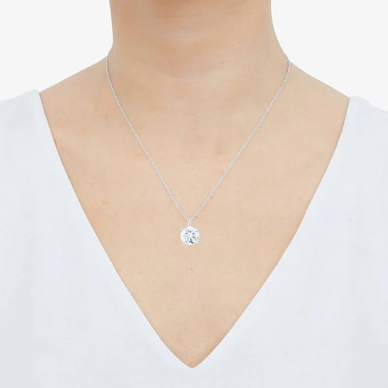 ( H-I/Si1-Si2 ) 2 CT. Lab-Grown Diamond 14K Gold Round 18 Inch Pendant Necklace