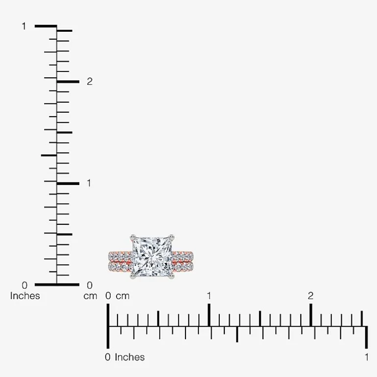 (H-I / SI1-SI2) Signature By Modern Bride Womens 2 1/2 CT. TW. Lab Grown White Diamond in 14K Gold Princess Bridal Set