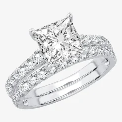 (H-I / SI1-SI2) Signature By Modern Bride Womens 2 1/2 CT. TW. Lab Grown White Diamond in 14K Gold Princess Bridal Set