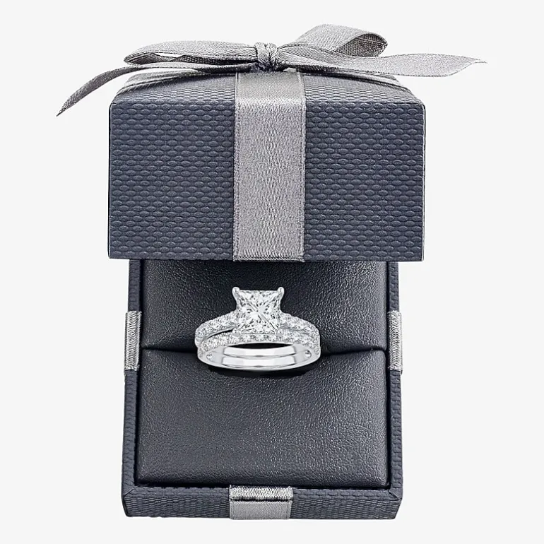 (H-I / SI1-SI2) Signature By Modern Bride Womens 2 1/2 CT. TW. Lab Grown White Diamond in 14K Gold Princess Bridal Set