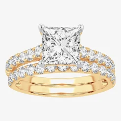 (H-I / SI1-SI2) Signature By Modern Bride Womens 2 1/2 CT. TW. Lab Grown White Diamond in 14K Gold Princess Bridal Set
