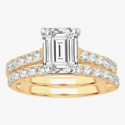 (H-I / SI1-SI2) Signature By Modern Bride Emerald Cut Womens 2 CT. T.W. Lab Grown White Diamond Bridal Set in 14K Gold