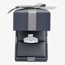 (H-I / SI1-SI2) Signature By Modern Bride Womens 3 CT. T.W. Lab Grown White Diamond In 14K Gold Emerald Bridal Set