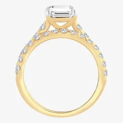 (H-I / SI1-SI2) Signature By Modern Bride Womens 3 CT. T.W. Lab Grown White Diamond In 14K Gold Emerald Bridal Set