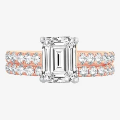 (H-I / SI1-SI2) Signature By Modern Bride Womens 3 CT. T.W. Lab Grown White Diamond In 14K Gold Emerald Bridal Set
