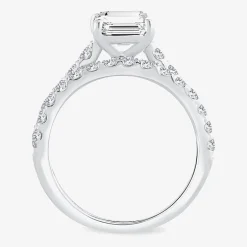 (H-I / SI1-SI2) Signature By Modern Bride Womens 3 CT. T.W. Lab Grown White Diamond In 14K Gold Emerald Bridal Set