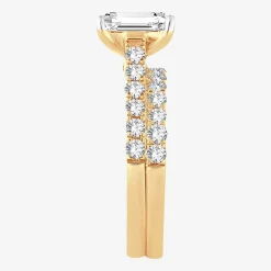(H-I / SI1-SI2) Signature By Modern Bride Womens 3 CT. T.W. Lab Grown White Diamond In 14K Gold Emerald Bridal Set