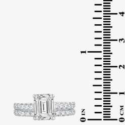 (H-I / SI1-SI2) Signature By Modern Bride Womens 3 CT. T.W. Lab Grown White Diamond In 14K Gold Emerald Bridal Set