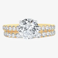 (H-I / SI1-SI2) Signature By Modern Bride Womens 3 CT. T.W. Lab Grown White Diamond In 14K Gold Round Bridal Set
