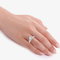 (H-I / SI1-SI2) Signature By Modern Bride Womens 3 CT. T.W. Lab Grown White Diamond In 14K Gold Round Bridal Set