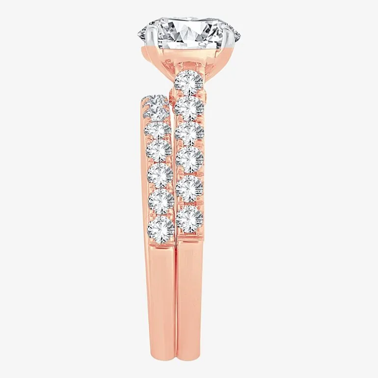 (H-I / SI1-SI2) Signature By Modern Bride Womens 3 CT. T.W. Lab Grown White Diamond In 14K Gold Round Bridal Set