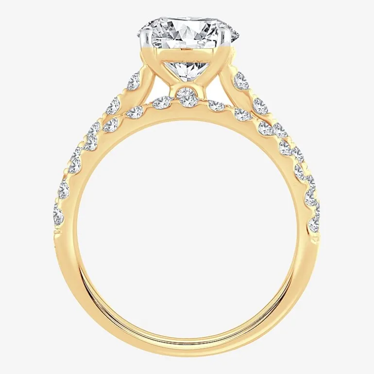 (H-I / SI1-SI2) Signature By Modern Bride Womens 3 CT. T.W. Lab Grown White Diamond In 14K Gold Round Bridal Set