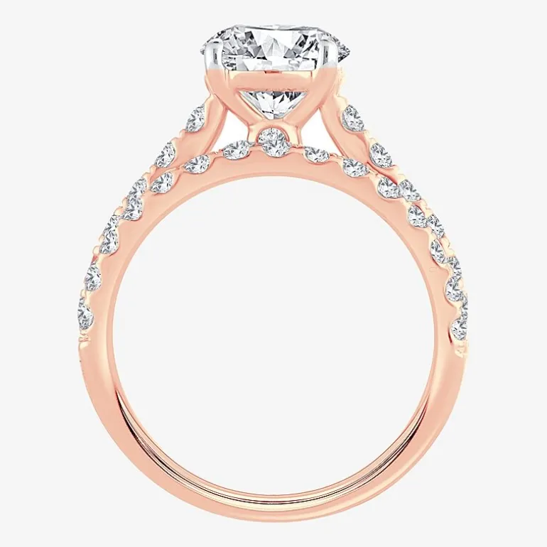 (H-I / SI1-SI2) Signature By Modern Bride Womens 3 CT. T.W. Lab Grown White Diamond In 14K Gold Round Bridal Set