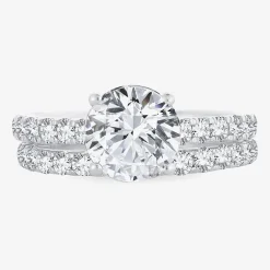 (H-I / SI1-SI2) Signature By Modern Bride Womens 3 CT. T.W. Lab Grown White Diamond In 14K Gold Round Bridal Set