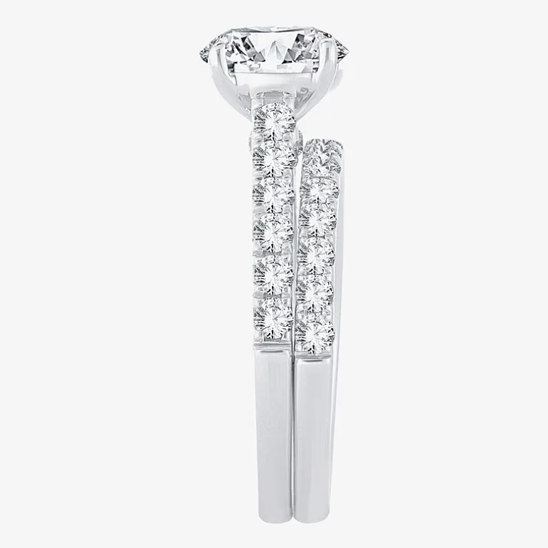 (H-I / SI1-SI2) Signature By Modern Bride Womens 3 CT. T.W. Lab Grown White Diamond In 14K Gold Round Bridal Set