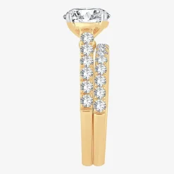 (H-I / SI1-SI2) Signature By Modern Bride Womens 3 CT. T.W. Lab Grown White Diamond In 14K Gold Round Bridal Set