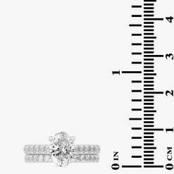 (H-I / SI1-SI2) Signature By Modern Bride Womens 3 CT. T.W. Lab Grown White Diamond In 14K Gold Oval Bridal Set