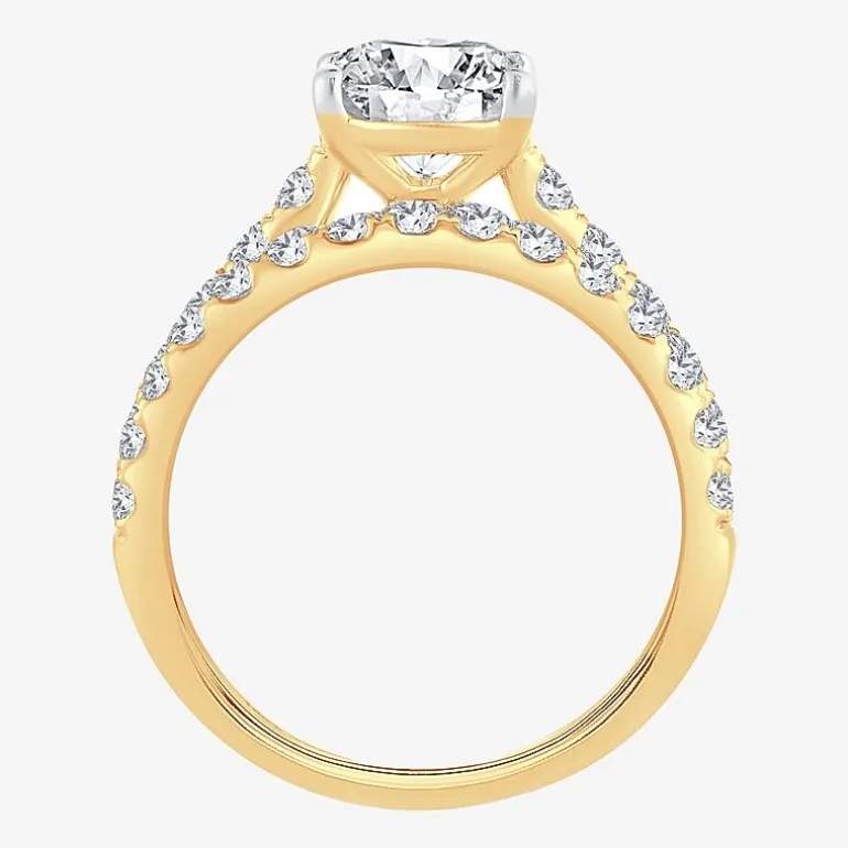 (H-I / SI1-SI2) Signature By Modern Bride Womens 3 CT. T.W. Lab Grown White Diamond In 14K Gold Oval Bridal Set