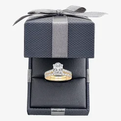 (H-I / SI1-SI2) Signature By Modern Bride Womens 3 CT. T.W. Lab Grown White Diamond In 14K Gold Oval Bridal Set