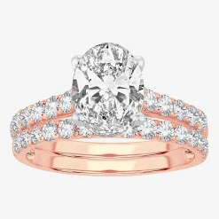 (H-I / SI1-SI2) Signature By Modern Bride Womens 3 CT. T.W. Lab Grown White Diamond In 14K Gold Oval Bridal Set