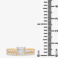 (H-I / SI1-SI2) Signature By Modern Bride Womens 2 CT.TW Lab Grown White Diamond In 14K Gold Side Stone Bridal Set