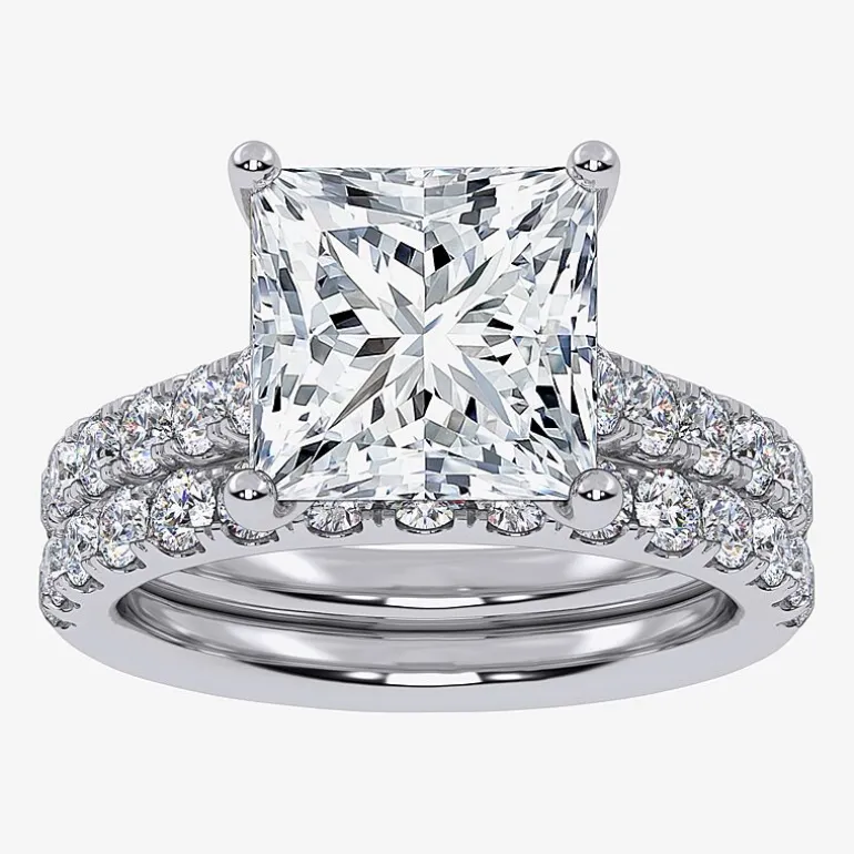 (H-I / SI1-SI2) Signature By Modern Bride Womens 2 CT.TW Lab Grown White Diamond In 14K Gold Side Stone Bridal Set