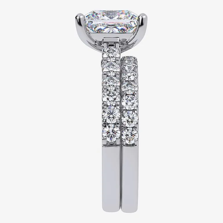 (H-I / SI1-SI2) Signature By Modern Bride Womens 2 CT.TW Lab Grown White Diamond In 14K Gold Side Stone Bridal Set