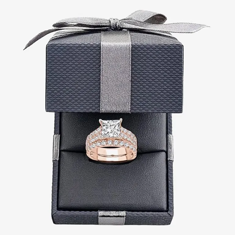 (H-I / SI1-SI2) Signature By Modern Bride Womens 5 CT. T.W. Lab Grown White Diamond in 14K Gold Princess Bridal Set