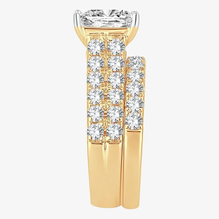 (H-I / SI1-SI2) Signature By Modern Bride Womens 5 CT. T.W. Lab Grown White Diamond in 14K Gold Princess Bridal Set
