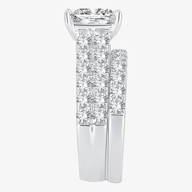 (H-I / SI1-SI2) Signature By Modern Bride Womens 5 CT. T.W. Lab Grown White Diamond in 14K Gold Princess Bridal Set
