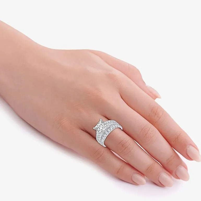 (H-I / SI1-SI2) Signature By Modern Bride Womens 5 CT. T.W. Lab Grown White Diamond in 14K Gold Princess Bridal Set