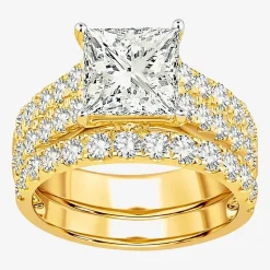(H-I / SI1-SI2) Signature By Modern Bride Womens 5 CT. T.W. Lab Grown White Diamond in 14K Gold Princess Bridal Set