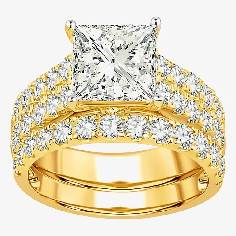 (H-I / SI1-SI2) Signature By Modern Bride Womens 5 CT. T.W. Lab Grown White Diamond in 14K Gold Princess Bridal Set
