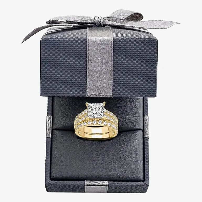 (H-I / SI1-SI2) Signature By Modern Bride Womens 5 CT. T.W. Lab Grown White Diamond in 14K Gold Princess Bridal Set