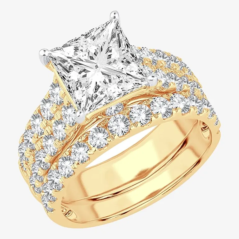 (H-I / SI1-SI2) Signature By Modern Bride Womens 5 CT. T.W. Lab Grown White Diamond in 14K Gold Princess Bridal Set