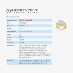 (H-I / SI1-SI2) Signature By Modern Bride Womens 5 CT. T.W. Lab Grown White Diamond in 14K Gold Princess Bridal Set